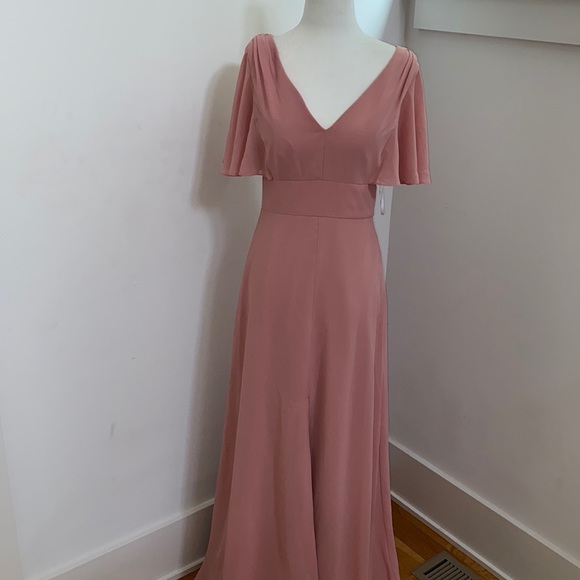 NWOT Social Bridesmaids 8188 Ruffle Sleeve V-neck - Picture 3 of 12